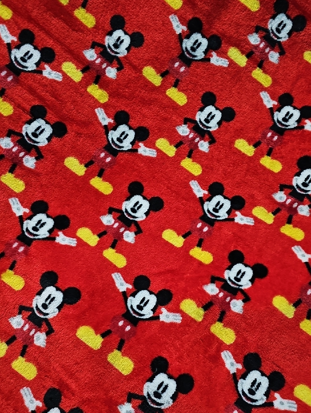 Disney Red Mickey Patterned Fleece Baby Blanket with black trim